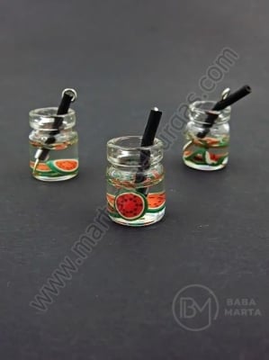 Висулка 14-11мм стъклено бурканче с плодове 2бр.335628