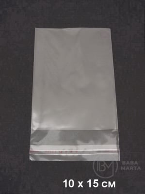 Целофаново пликче 10х15+3см. залепващ капак 200 броя 112086 