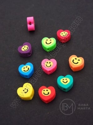 Мъниста сърца ФИМО 8~10x7~9x4~5мм микс отвор 1.5мм 1пак 10бр 312705