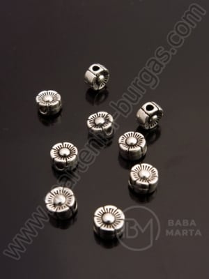 Мънисто цвете 6х3.5мм цвят сребро 30бр 308337