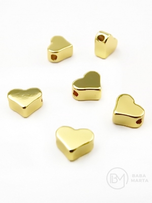 Сърце 6x7x3мм месинг отвор 1.2мм  5броя 303066 