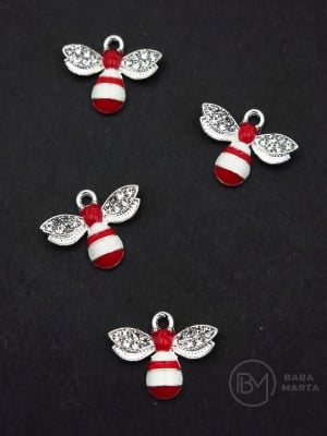 Метална висулка пчела 13x18мм 5 броя 304338 