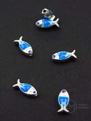  Метално мънисто рибка 12x5х4мм отвор 1.5мм 5 броя  304360