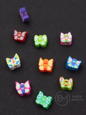 Мъниста пеперуда ФИМО 9~12x8~10x4~5мм микс отвор 1.5мм 1пак 10бр 312713