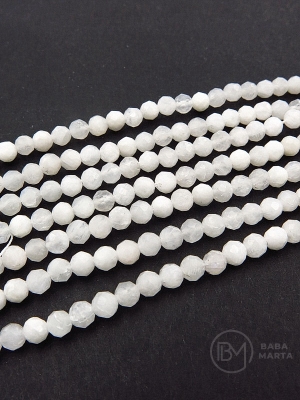 Лунен камък дъгов (Rainbow Moonstone) топче 3.5мм фасетирано ~109броя 39см 1наниз 351533 