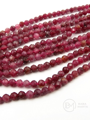 Рубин ~3мм топче фасетирано 38см ~120 броя 1наниз 351546 