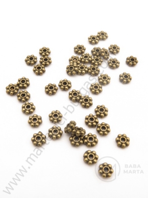 Метално мънисто цвете 4.5х1.5мм ант.бронз 100броя 308785