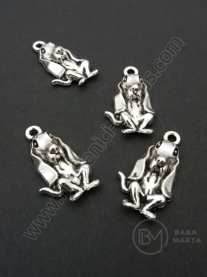 Метална висулка куче 25x14мм цвят сребро 1пак 5бр 306241