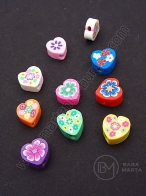 Мъниста сърца ФИМО 8~11x8~10x4~5мм микс отвор 1.5мм 1пак 10бр 312704