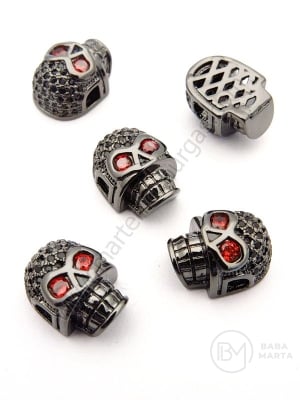 Мънисто череп 13x10x7мм месинг с ковани цирконии 1 брой 305341