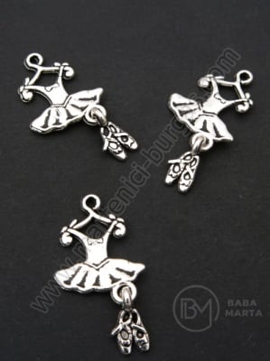 Метална висулка 25x12x2мм цвят сребро 1пак 5бр 306210