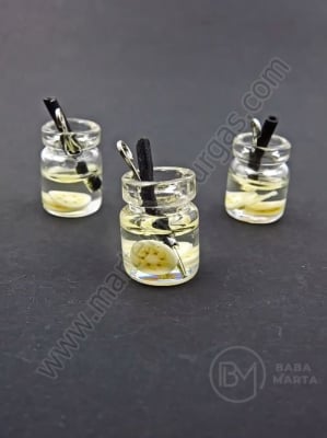 Висулка 14-11мм стъклено бурканче с плодове 2бр.335629