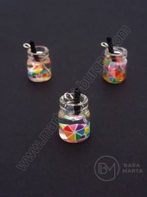 Висулка 14х10мм стъклено бурканче с плодов коктейл 1пак 2броя 335533