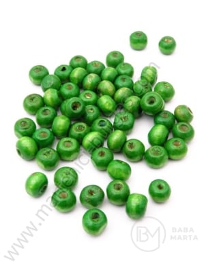 Дървено топче 6x4~5мм зелено 1пак 40гр ~550бр  321116