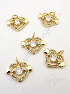 Висулка сърце 14.5х18х4мм с ковани цирконии 1 брой 305270