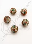 Мънисто метал 8мм мед рисувано Cloisonne 5бр 309250