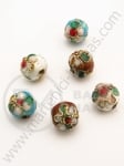 Мънисто метал 8мм микс рисувано Cloisonne 5бр 309252