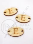 Дървена плочка 25х16х3мм буква <b>Е</b> отвор 2.5мм 1пак 10бр 182245