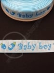 Лента сатен 15мм рипс син с щампа 1пак 5метра 451459