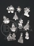 Висулки Коледни МИКС 19~30x13~22x1.5~4мм сребро 1пак 5бр 306053
